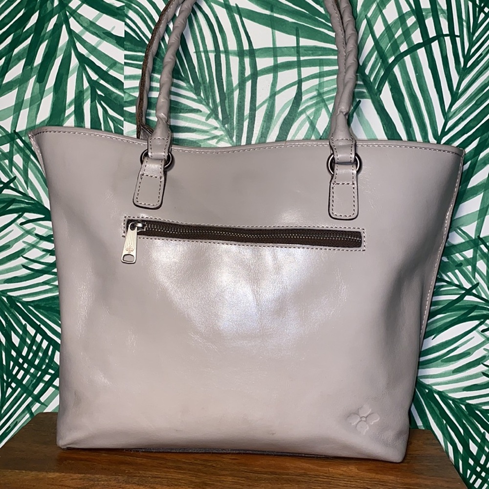 Patricia Nash Tooled Cut Out Gray Leather Tote Bag - Picture 5 of 13